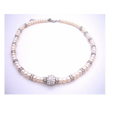 Mother of Bride Groom Gift Freshwater Pearls w/ Rondells Silver Plated