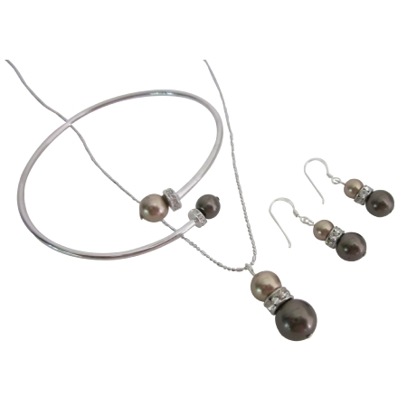Low Cost Just Classy Bronze & Brown Pearls Jewelry Necklace Earrings