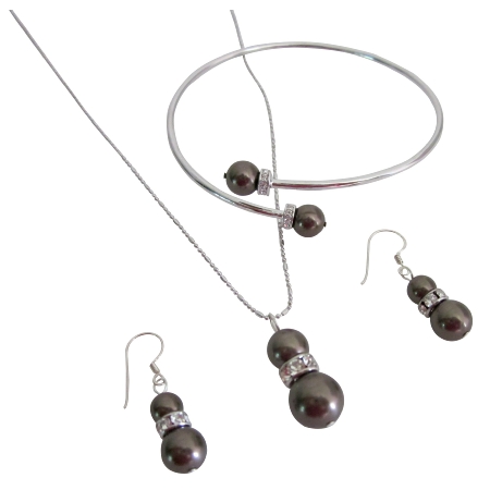 Shop Wedding Wholesale Brown Chocolate Necklace Earrings Bracelet Set