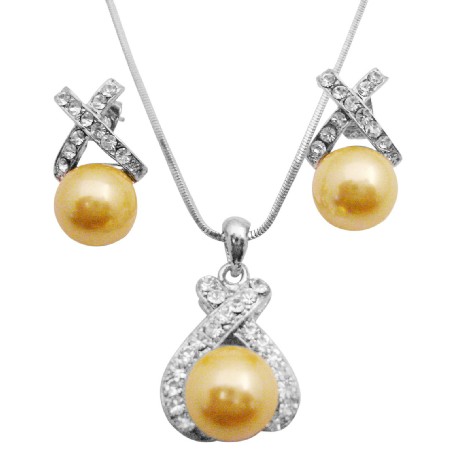 Oyster Shell Pearl Pendant Yellow Pearl Pendant & Earrings Set