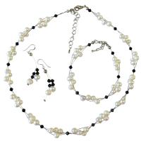 Shop Bridal Jewelry Affordable Inexpensive Under $20 Freshwater Pearls With Jet Crystals Set