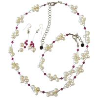 Freshwater Pearls And Swarovski Fuschia Crystals Bridal Bridemaids Shop Cheap Jewelry Set