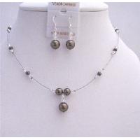 Bridal Party Gifts Customize Dark Brown Pearls With Clear Crystals Swarovski Genuine Beads Set