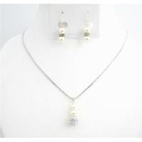 Fasbulous Affordable Ivory Jewelry With CZ Ball Dangling Sparkle Like Diamond & Sterling Earrings Necklace Set  