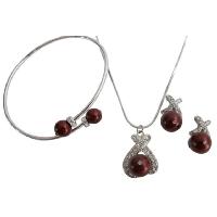 Attractive Bridesmaids Jewelry Set With Bracelet in Bordeaux Pearls