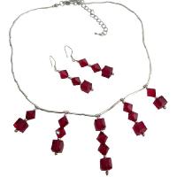 Bridal Jewelry for the Wedding Ceremony - Exclusively Weddings Genuine Garnet Crystals Bridal Sterling Silver Necklace Set Handmade
