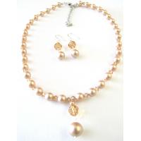 Custom Swarovski Champage Pearls Colorado Crystals Cute Drop Down Set :  jewelry gift design swarovski