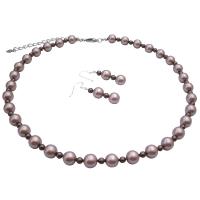 Spectacular Attractive Jewelry Platinum Champagne w/ Brown Pearls Set :  necklace fashion pearls set gift