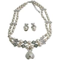 Crystals Dreams Double Stranded Pearls & Swarovski Crystals Chokers Genuine Cream Pearls w/ Handcrafted Jewelry
