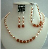 Bridal Designer Bridal Jewelry Genuine Pearls Necklace Bracelet & Earrigns Bridesmaid Fashion Jewelry Mother Of Bride 