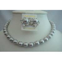 Bridal Jewelry for Mother Of Bride Jewelry Genuine of Grey Pearls w/ Silver Rondells 