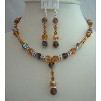 Genuine Swarovsk Crystals Wedding Party Bridal Jewelry Bridemaids Handcrafted Necklace Set 