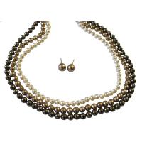 Bridesmaid Gift Bridal Jewelry Genuine Gifts Genuine Swarovski Tri Color Of Pearls Necklace Set 