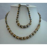 Mother Of Bride Necklace & Bracelet AB Dorado Crystals Genuine Swarovsk Dorado Set 