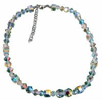 Bridal Jewelry Handcrafted Genuine Swarovski AB Crystals Multi Sizes & Shapes Necklace 