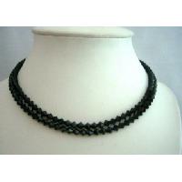 Genuine Swarovski Jet Crystals(5mm) 2 Stranded Necklace Handcrafted Necklace