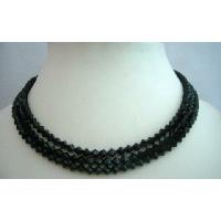 Three Stranded Crystals Necklace Genuine Swarovski Jet Crystals(5mm) Handcrafted Necklace