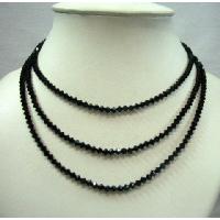 Custom 3 Stranded Handcrafted Genuine Swarovski Jet Crystals(4mm) Necklace 