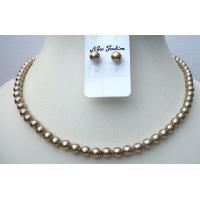 Genuine Swarovski Pearls Necklace Set w/ Stud Pearls Earrings 6mm Pearls Jewelry 
