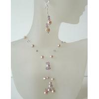 Wedding Lustrous Pink Freshwater Pearls & Czec Crystals Necklace Sets