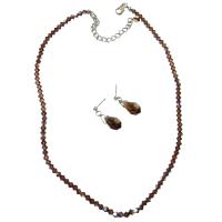 Wedding Party Bridal Bridemaides Exclusive Jewelry Swarovski AB Smoked Topaz Crystals w/ TearDrop Earrings Handmade Necklace & Earrings Set