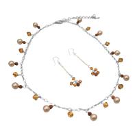 Fine Jewelry For Wedding Party Swarovski Topaz Satin Crystals & Powder Almond Pearls.... Perfect Jewelry Gift 