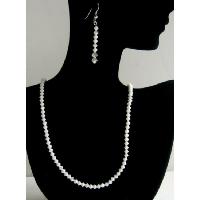 Bridal Bridemaides Wedding Exclusive Jewelry Swarovski Chalk & AB Chalk Sterling Silver Earrings & Necklace