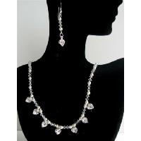 Swarovski Pearls & Crystals Handmade Jewelry Set Genuine Swarovski Clear Crystals & White Pearls w/ Multiple Heart Pendants 