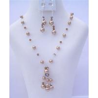 Handmade Bridemaides Custom Bridal Jewelry Set Swarovski Bronze Pearls And AB Smoked Topaz Crystals Necklace Set w/ Drop Tassel Sterling Silver Set