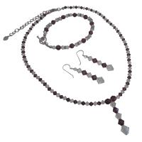Amethyst Crystals Custom Jewelry Swarovski AB & Amethyst Crystals Necklace Earrings & Bracelet Set