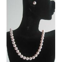 Rose Pink Pearls Handcrafted Pearls Jewelry Set 8mm Genuine Swarovski Pink Pearls Necklace Set w/ Stud Pearls Earrings 