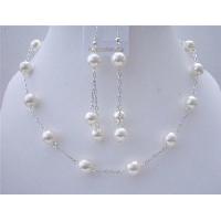 White Pearls Wedding Jewelry Genuine Swarovski White Pearls Handcrafted Necklace Set
