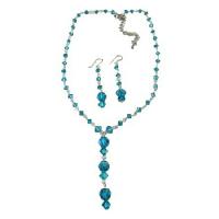 Custom Bridal Bridemaides Jewelry Set Genuine Swarovski Bluezircon & AB Bluezircon Necklace Set 