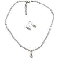 Clear Swarovski Crystals Handcrafted Bridal Bridemaides Flower Girls Jewelry Set w/ Drop Down Wedding Bridal Jewelry 