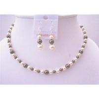 Brown Ivory Pearls Flower Girl Swarovski Pearls Jewelry Set Necklace & Earrings   