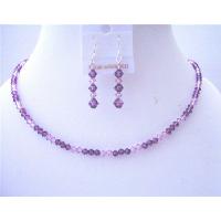 Handcrafted Custom Swarovski Amethyst Light & Dark Crystals Bridemaides Flower Girls Jewelry Set Wedding Bridal Jewelry 