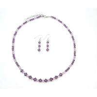 Swarovski Amethyst Light & Dark Crystals Handcrafted Bridemaides Flower Girls Jewelry Set Wedding Bridal Jewelry