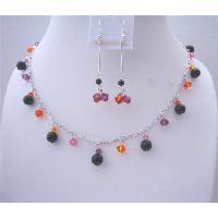 Black Pearls w/ Swarovski MultiColor Crystals Jewelry Set Wedding Party.... Perfect Jewelry Gift