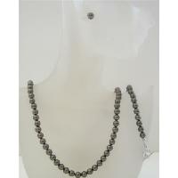 Brown Pearls Jewelry Set Swarovski Dark Brown Pearls 6mm Complete Set Necklace Earrings & Bracelet Set