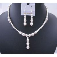 White Pearls Jewelry Drop Down With Silver Rondells Diamond Spacer Perfect Wedding Set