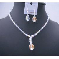 Ab Crystals Teardrop Irridescent Crystals Jewelry Set Swarovski AB Crystals Necklace & AB TearDrop Crystals Bridal Jewelry 