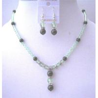 Swarovski CANTALOUPE Crystals Jewelry Set w/ Drop Down Bridemaides Bridal Jewelry 