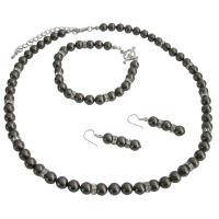 Necklace Earrings Bracelet Brown Espresso Pearls Bridemaides Jewelry Genuine Swarovski Brown Espresso Pearls w/ Silver Rondells Like Diamond