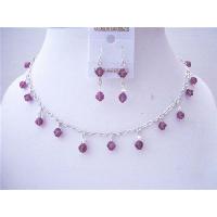 Handmade Swarovski Crystals Bridemaides Necklace Sets Amethyst Crystals & AB Crystals Fabulous Jewelry Set