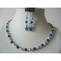 Blue Pearls Swarovski Aquamarine Crystals Pearls w/ Night Blue Pearls Jewelry Sets Bridemaides Flower Girls Necklace Sets 