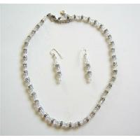 Clear Swarovski Crystals Bridal Jewelry Set w/ Silver Rondells Sapacer Sparkle Like Diamond 