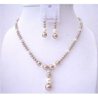 Bronze Pearls Swarovski Pearls Necklace Set w/ Cream Pearls Handcrafted Wedding Jewelry Setss  