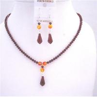 Fire Opal Crystals Dark Siam Red Crystals Genuine Swarovski Crystals Handcrafted Jewelry Set  