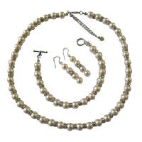 Ivory Pearls Birdal Jewelry Genuine Swarovski Ivory Pearls w/ Sparkles Silver Rondells Like Read Diamond