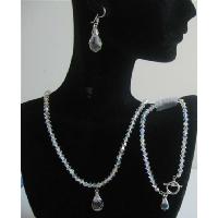 Swarovski AB Crystals Wedding Jewelry w/ Teardrop Bridal Bridemaids Genuine Swarovski AB Crystals Complete Set